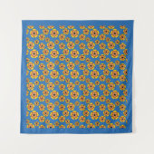 Yellow Orange Flowers Pattern Wandteppich (Vorderseite)