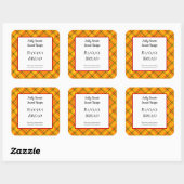 Yellow Orange Gingham Kariert Custom Baking Sticke Quadratischer Aufkleber (Blatt)