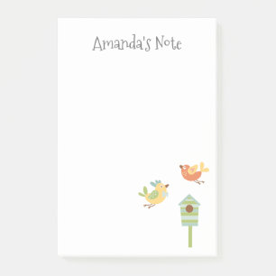 Yellow Orange Green Bird deinen Namen hinzufügen Post-it Klebezettel