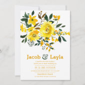 Yellow Orange Green Blume Bouquet Sommer Hochzeit Einladung (Vorderseite)