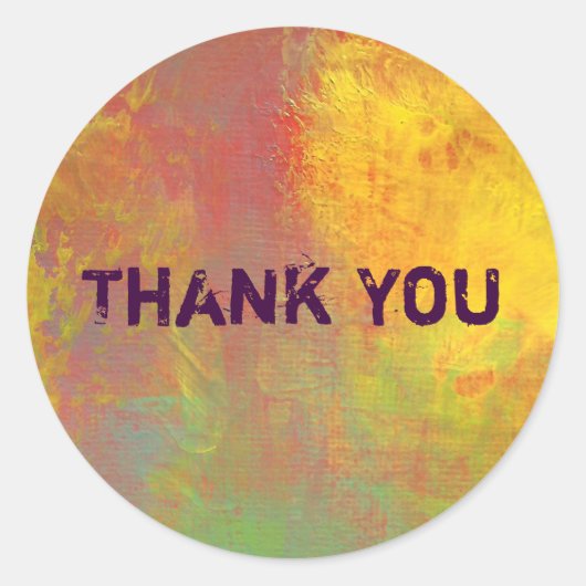 Yellow Orange Green Rustic Grunge Vielen Dank Runder Aufkleber (Vorderseite)