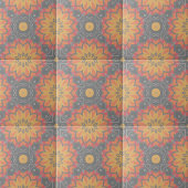Yellow Orange Grey Geometric Ethnic Mosaic Pattern Fliese