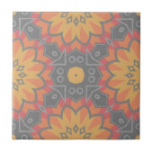 Yellow Orange Grey Geometric Ethnic Mosaic Pattern Fliese (Vorderseite)