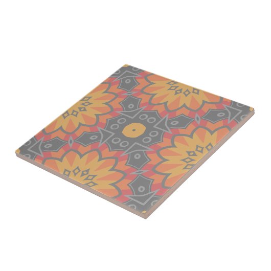 Yellow Orange Grey Geometric Ethnic Mosaic Pattern Fliese (Seite)