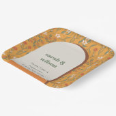 Yellow Orange Groovy Retro Arch Floral Wedding Pappteller (Gewinkelt)