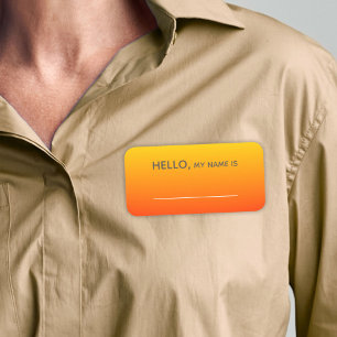 Yellow Orange Hello Mein Name ist Namensschild