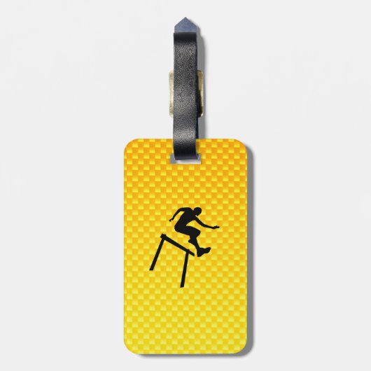 Yellow Orange Hurdler Gepäckanhänger (Rückseite vertikal)