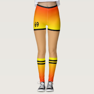 Yellow Orange Imitate Shorts and Socks Sport Leggi Leggings
