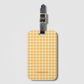 Yellow Orange Ish Preppy Gingham Kariert Gepäckanhänger (Vorderseite Vertikal)