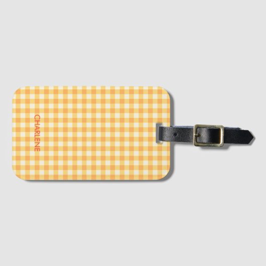 Yellow Orange Ish Preppy Gingham Kariert Gepäckanhänger (Vorderseite (Horizontal))