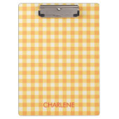 Yellow Orange Ish Preppy Gingham Kariert Klemmbrett (Vorderseite)