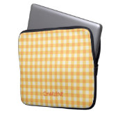 Yellow Orange Ish Preppy Gingham Kariert Laptopschutzhülle (Vorderseite Links)
