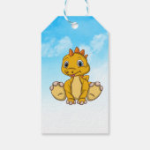 Yellow Orange Niedlich Dinosaurier Vielen Dank Geschenkanhänger (Rückseite)