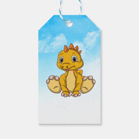 Yellow Orange Niedlich Dinosaurier Vielen Dank Geschenkanhänger (Rückseite)