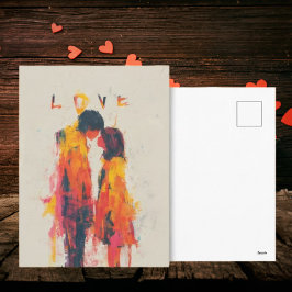 Yellow Orange Pink Abstract Love Valentine's Day Feiertagspostkarte