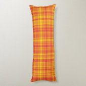 Yellow Orange Plaid Pattern Seitenschläferkissen (Rückseite (Vertikal))