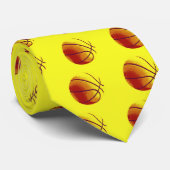 Yellow Orange Pop Art Basketball Krawatte (Gerollt)