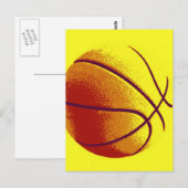 Yellow Orange Pop Art Basketball Postkarte (Vorne/Hinten)
