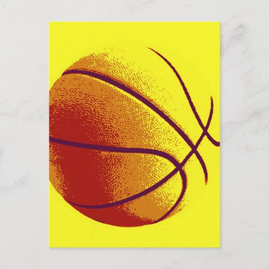 Yellow Orange Pop Art Basketball Postkarte (Vorderseite)