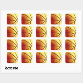 Yellow Orange Pop Art Basketball Quadratischer Aufkleber (Blatt)