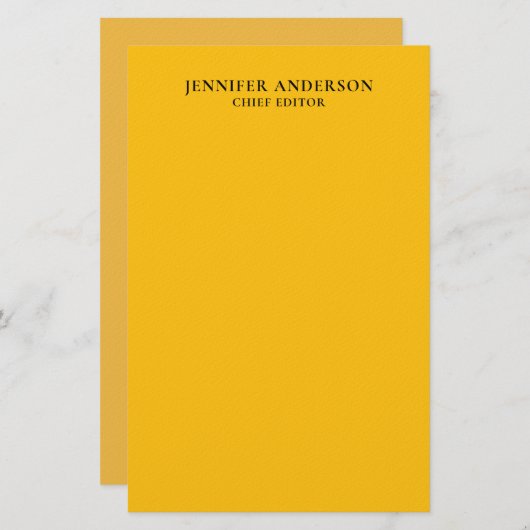 Yellow Orange Professional Modern Plain Minimalist Briefpapier (Vorne/Hinten)