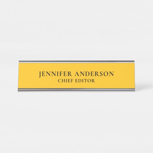 Yellow Orange Professional Modern Plain Minimalist Schreibtischnamensplakette (Vorderseite )