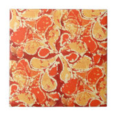 Yellow Orange Red Bali Batik Style Paisley Pattern Fliese (Vorderseite)
