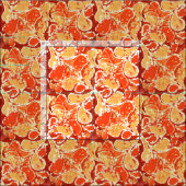 Yellow Orange Red Bali Batik Style Paisley Pattern Stoff (Kachel)