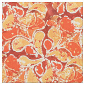Yellow Orange Red Bali Batik Style Paisley Pattern Stoff (Nahaufnahme)