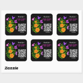 Yellow Orange Rose Blume Danke QR Code Quadratischer Aufkleber (Blatt)