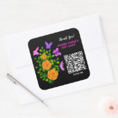 Yellow Orange Rose Blume Danke QR Code Quadratischer Aufkleber (Umschlag)