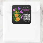 Yellow Orange Rose Blume Danke QR Code Quadratischer Aufkleber (Tasche)