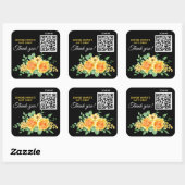 Yellow Orange Rose Blume Danke QR Code Quadratischer Aufkleber (Blatt)
