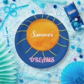 Yellow Orange Sun Summer Dreams Pappteller (Party)