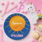 Yellow Orange Sun Summer Dreams Pappteller (Party)
