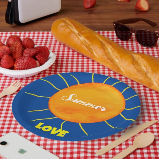 Yellow Orange Sun Summer Liebe Pappteller (Picknick)