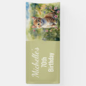 Yellow Orange Tabby Kitten Cat  70th Birthday Banner (Vertikal)