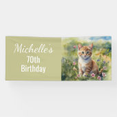 Yellow Orange Tabby Kitten Cat  70th Birthday Banner (Horizontal)