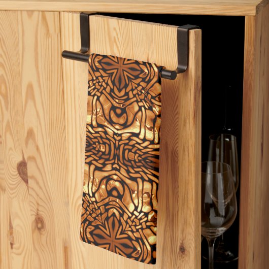 Yellow Orange Taupe Brown Angesagtes Bohemisches B Geschirrtuch (Drittel gefaltet)