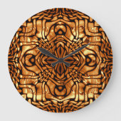 Yellow Orange Taupe Brown Angesagtes Bohemisches B Große Wanduhr (Vorderseite)