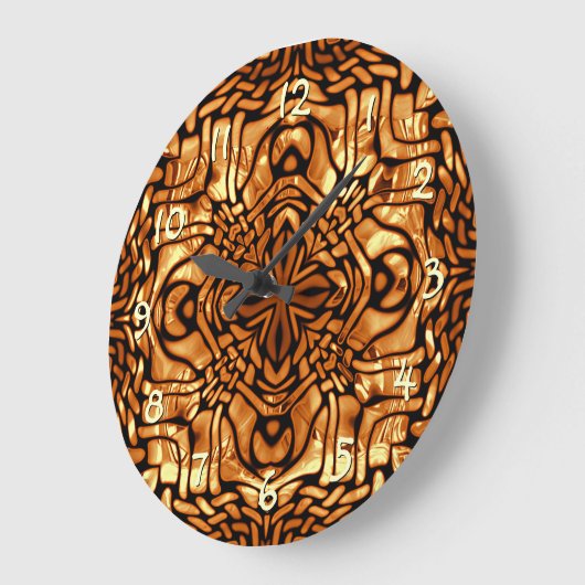 Yellow Orange Taupe Brown Angesagtes Bohemisches B Große Wanduhr (Winkel)