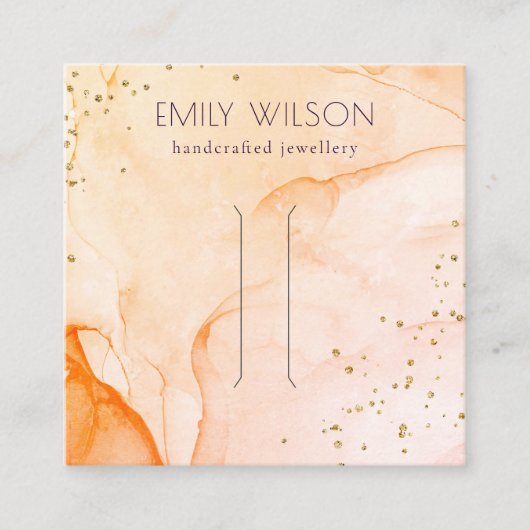 Yellow Orange Watercolor Textur Haarschnitt Displa Quadratische Visitenkarte (Vorderseite)