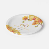 Yellow Orchid Blume Botanischer Geburtstag Pappteller (Schrägansicht)