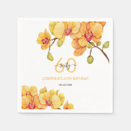 Yellow Orchid Blume Botanischer Geburtstag Serviette