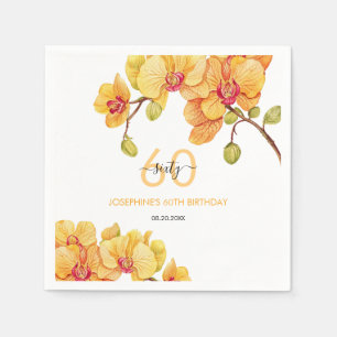 Yellow Orchid Blume Botanischer Geburtstag Serviette