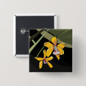 Yellow Orchid Blume Tropical Botanical Button (Vorne & Hinten)