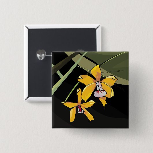 Yellow Orchid Blume Tropical Botanical Button (Vorne & Hinten)