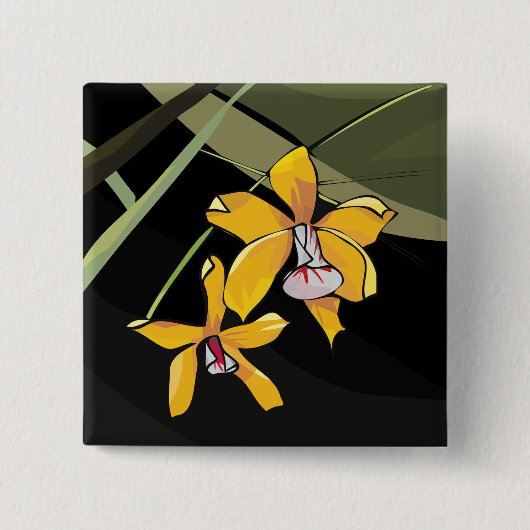 Yellow Orchid Blume Tropical Botanical Button (Vorderseite)