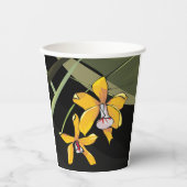 Yellow Orchid Blume Tropical Botanical Pappbecher (Vorderseite)