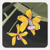 Yellow Orchid Blume Tropical Botanical Quadratischer Aufkleber (Vorderseite)